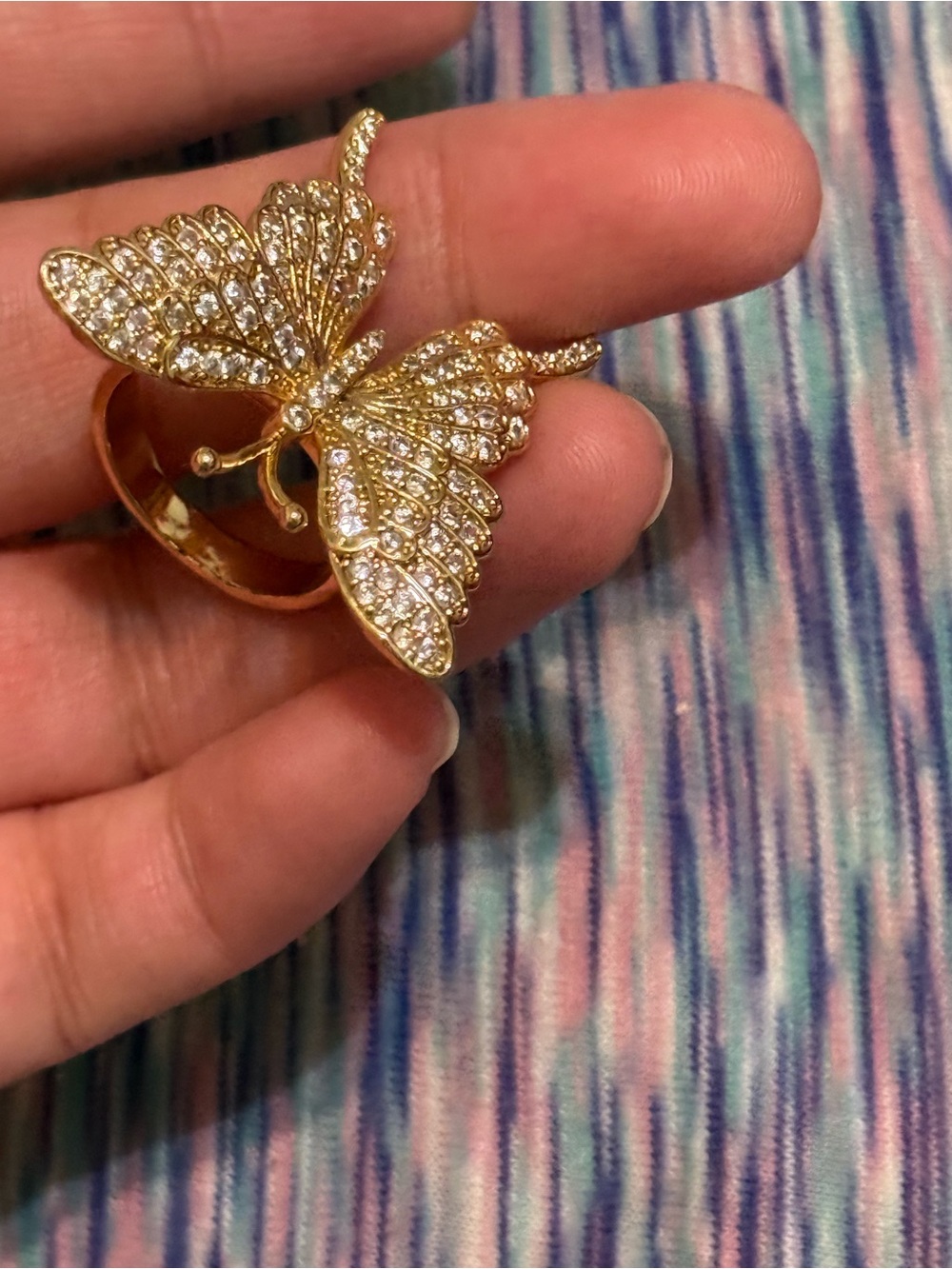 & Other Stories Gold Butterfly Ring with Clear Crystals